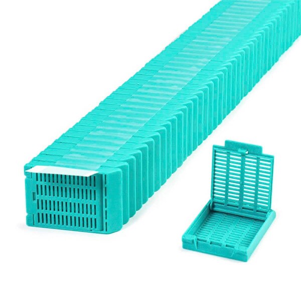 Hinged Tissue Cassette, aqua